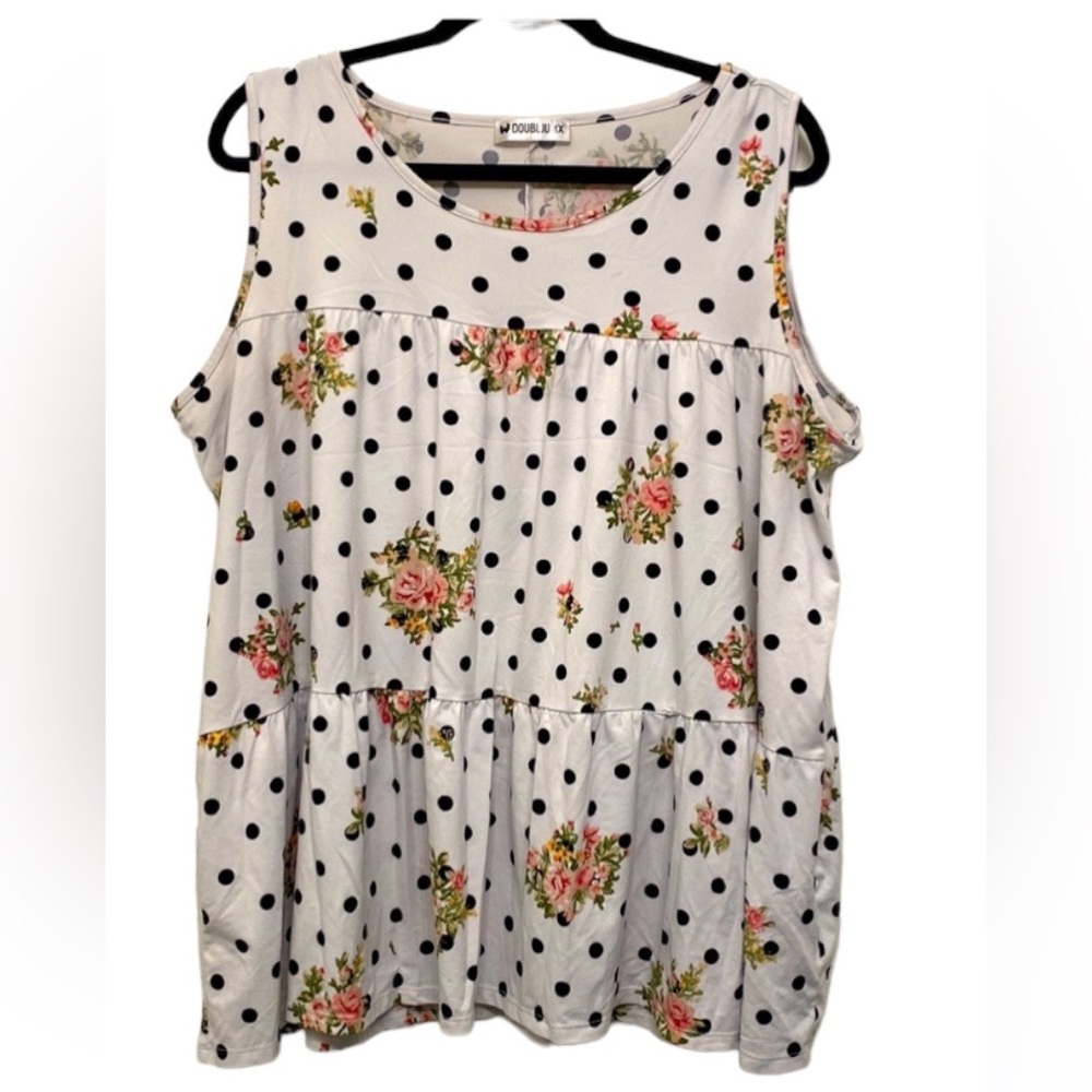White Floral Sleeveless Top